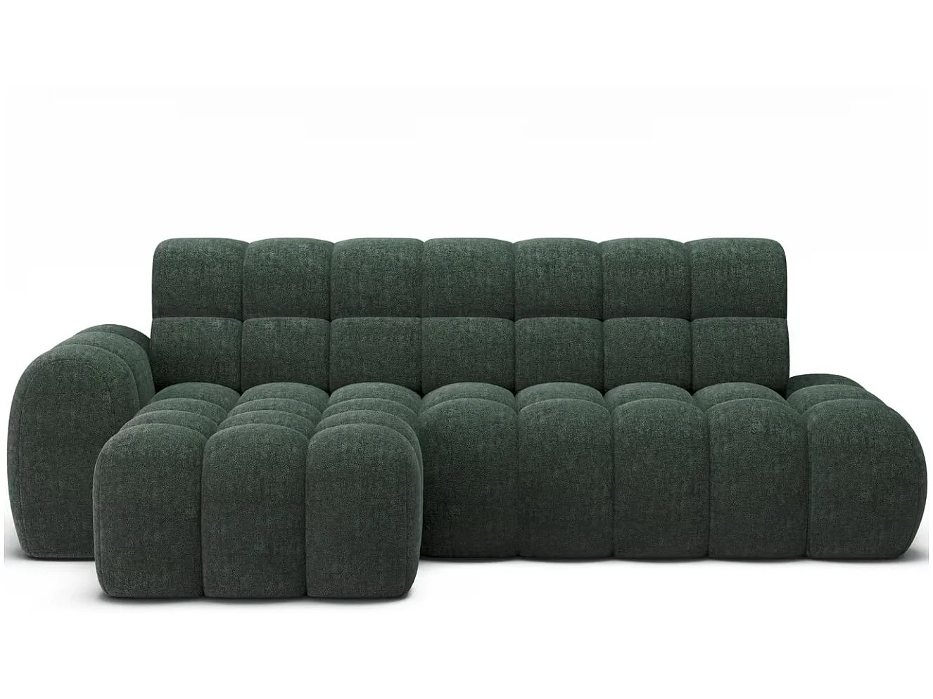 Sofá esquinero convertible de tela KINDO – Con asiento eléctrico-Verde-Ángulo izquierdo