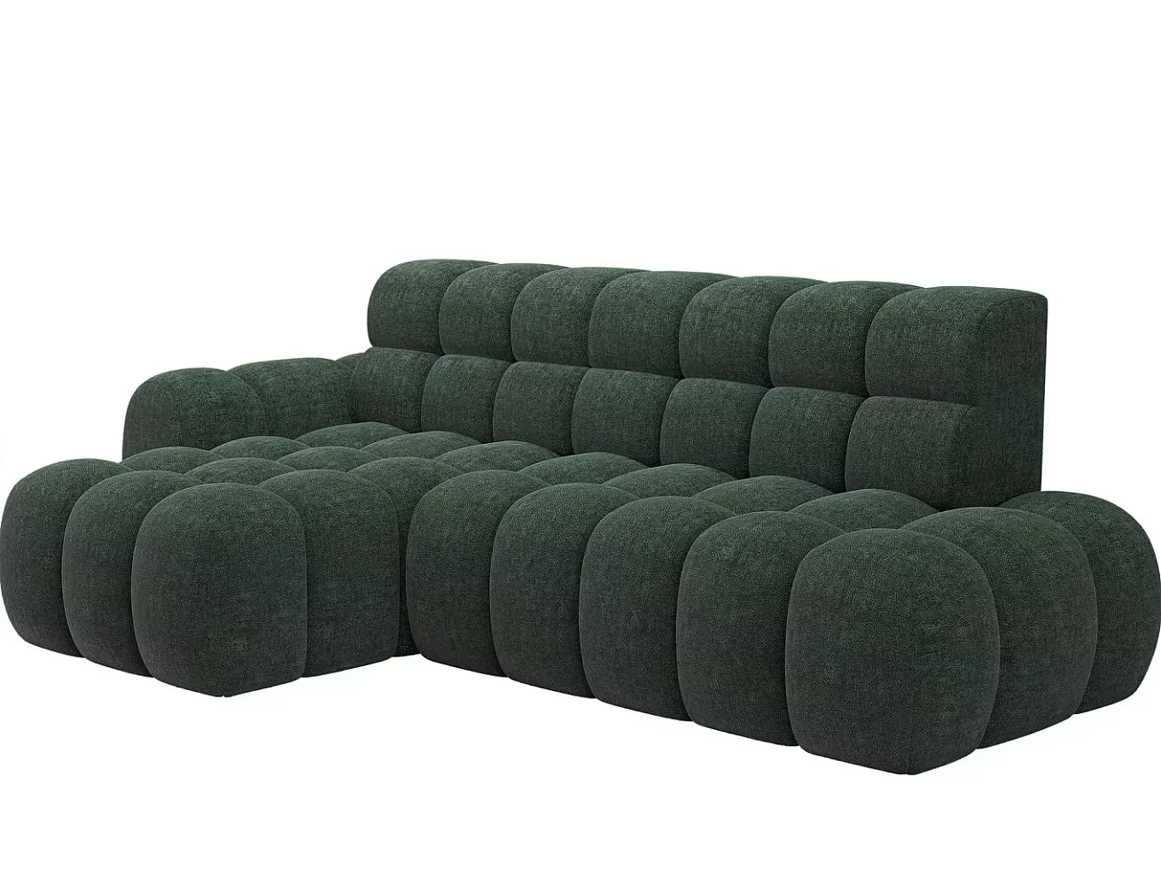 Sofá esquinero convertible de tela KINDO – Con asiento eléctrico-Verde-Ángulo izquierdo