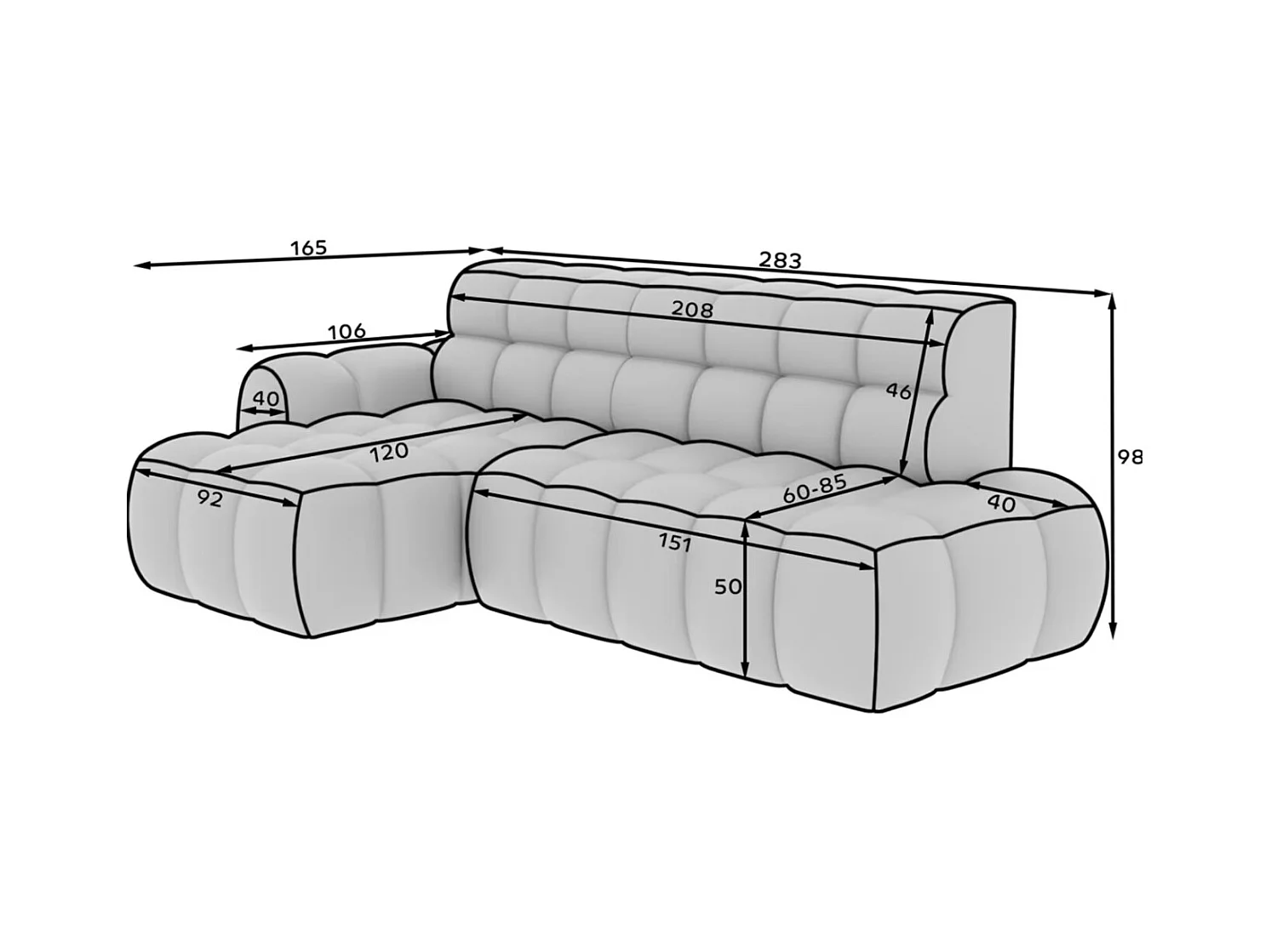Canapé d’angle convertible tissu KINDO – Avec assise électrique-Gris clair-angle gauche