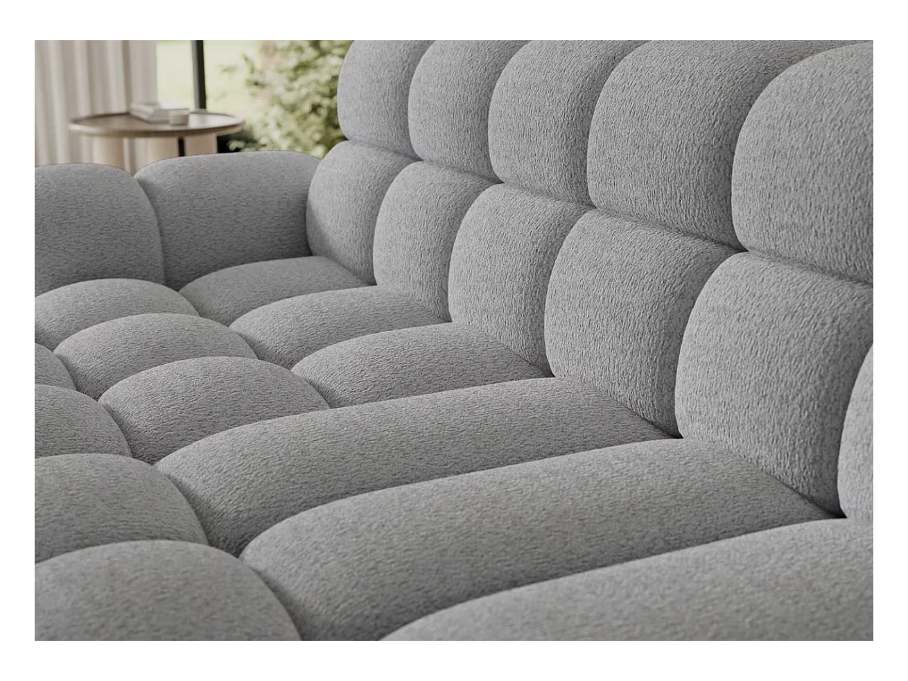 Canapé d’angle convertible tissu KINDO – Avec assise électrique-Gris clair-angle gauche