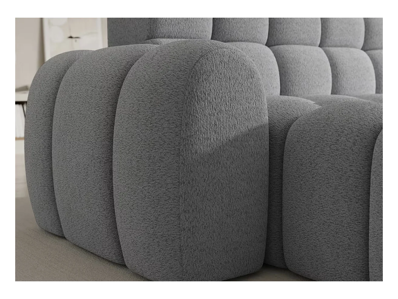 Canapé d’angle convertible tissu KINDO – Avec assise électrique-Gris clair-angle gauche