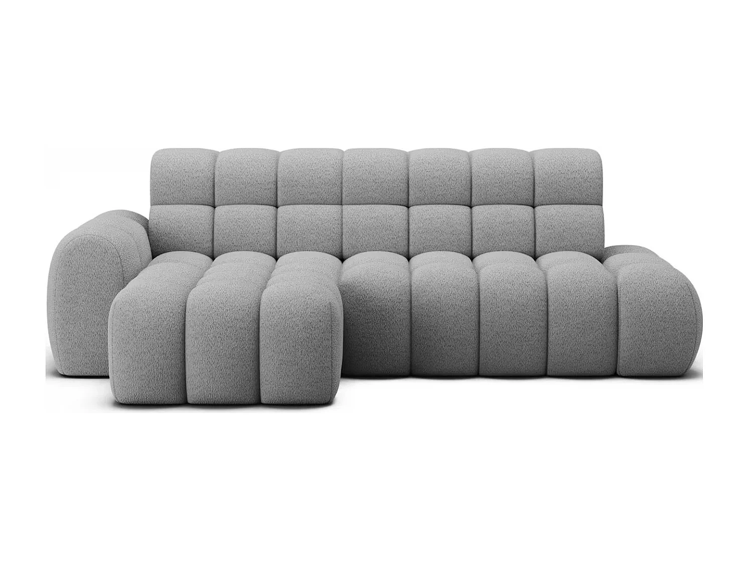 Canapé d’angle convertible tissu KINDO – Avec assise électrique-Gris clair-angle gauche