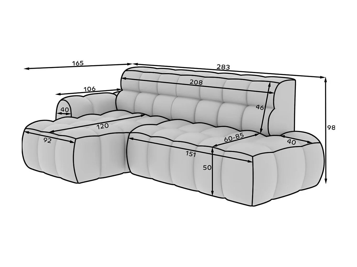 Canapé d’angle convertible tissu KINDO – Avec assise électrique-Gris clair-angle gauche
