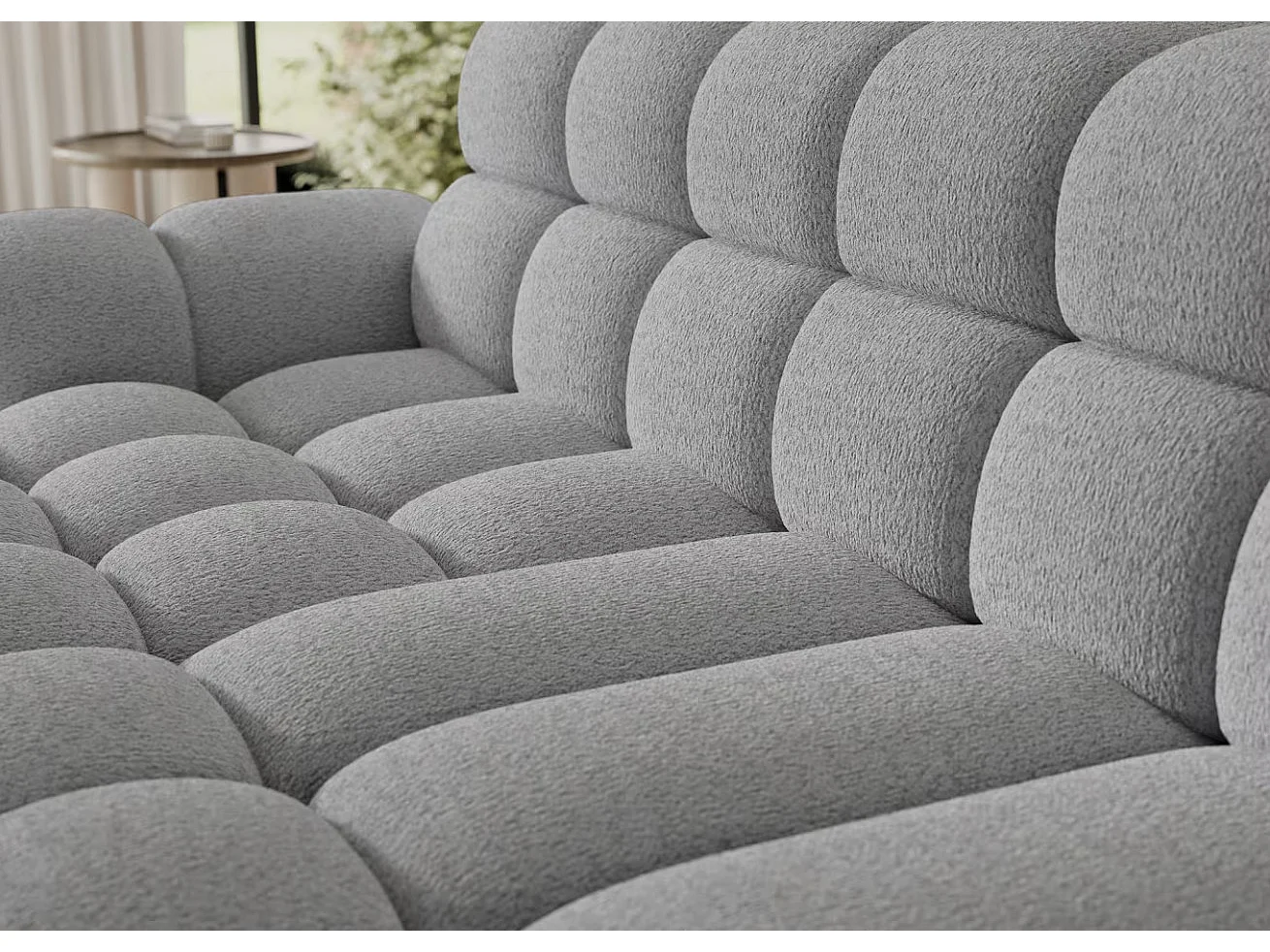 Canapé d’angle convertible tissu KINDO – Avec assise électrique-Gris clair-angle gauche