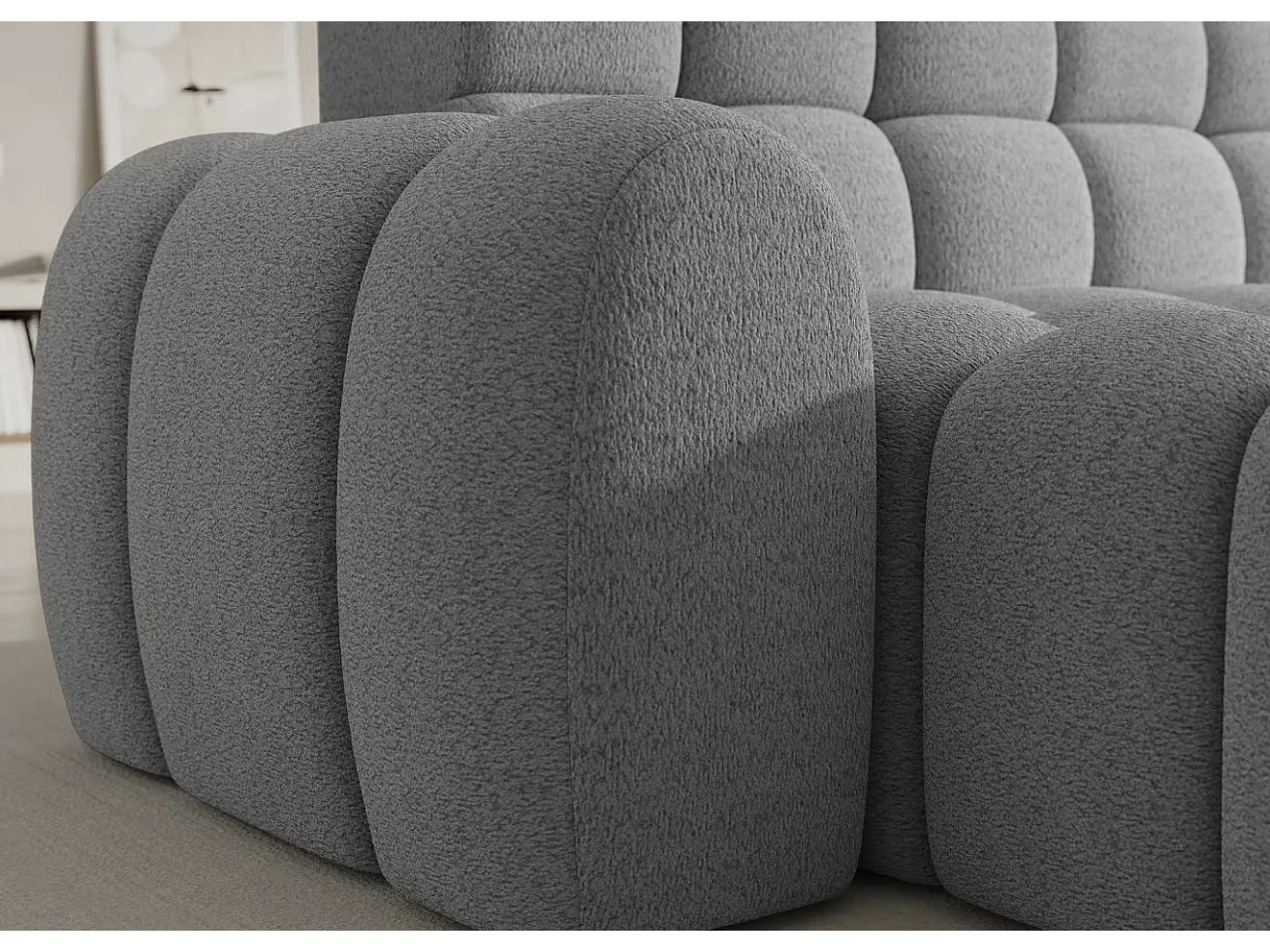 Canapé d’angle convertible tissu KINDO – Avec assise électrique-Gris clair-angle gauche