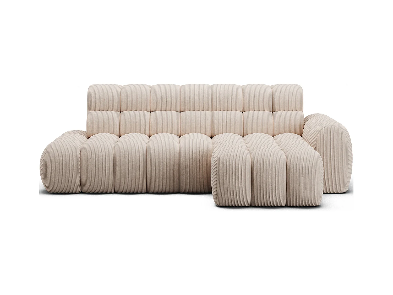 Canapé d’angle convertible tissu KINDO – Avec assise électrique-Beige clair-angle droit