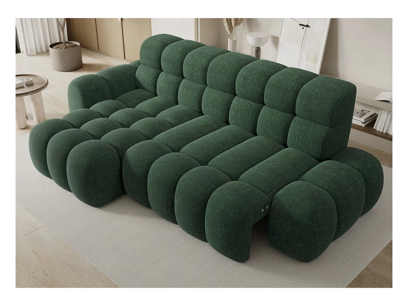 Canapé d’angle convertible tissu KINDO – Avec assise électrique-Beige clair-angle droit