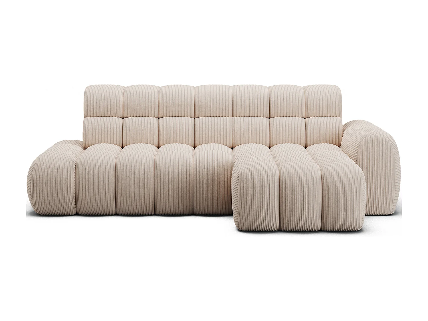 Canapé d’angle convertible tissu KINDO – Avec assise électrique-Beige clair-angle droit