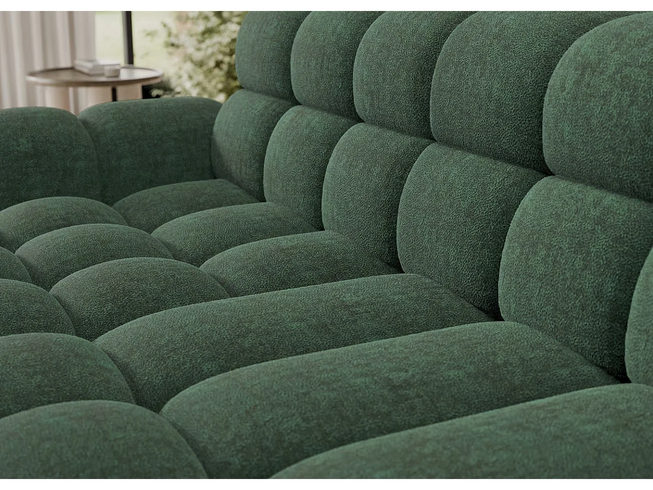 Canapé d’angle convertible 4 places tissu KINDO 283cm – Assise électrique-Beige clair-angle droit