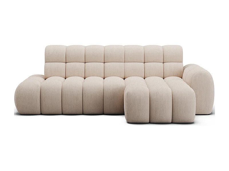 Canapé d’angle convertible tissu KINDO – Avec assise électrique-Beige clair-angle droit