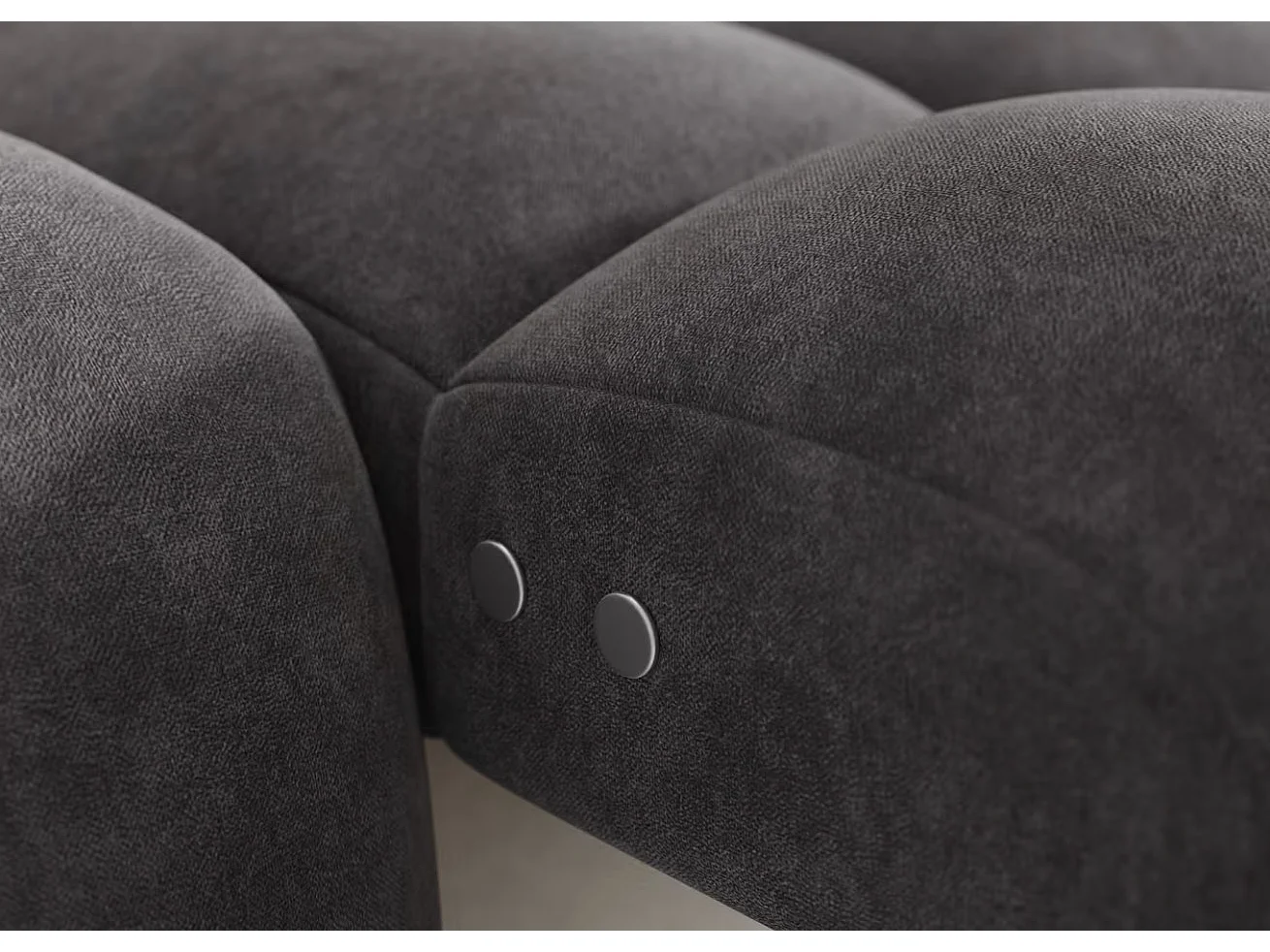 Sofá esquinero convertible de tela KINDO – Con asiento eléctrico-Gris oscuro-Ángulos rectos