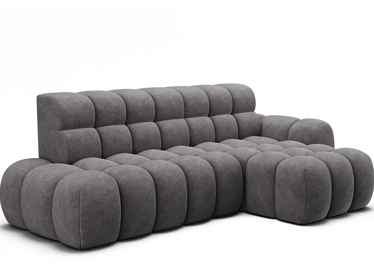 Sofá esquinero convertible de tela KINDO – Con asiento eléctrico-Gris oscuro-Ángulos rectos