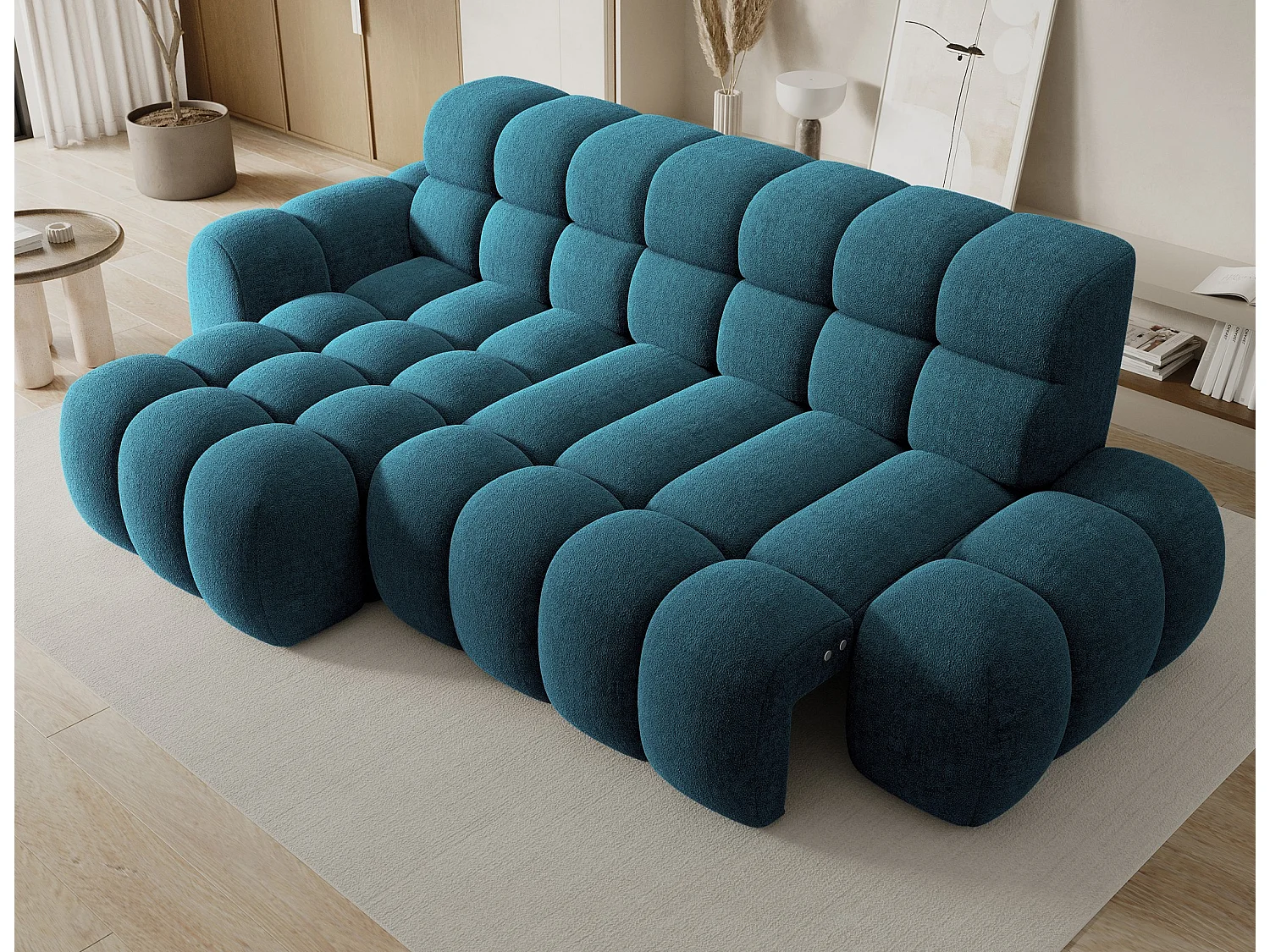 Ecksofa Olimpia L/Sitzfläche erweiterbar-elektrisch/Stoffbezug/Blau