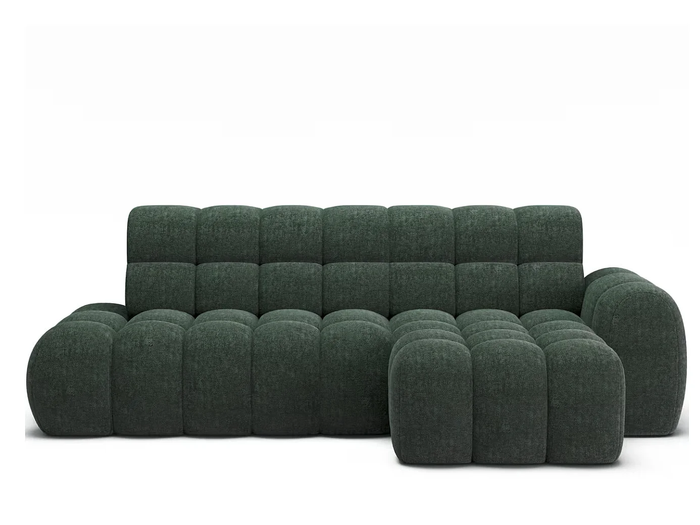 Sofá esquinero convertible de tela KINDO – Con asiento eléctrico-Verde-Ángulos rectos