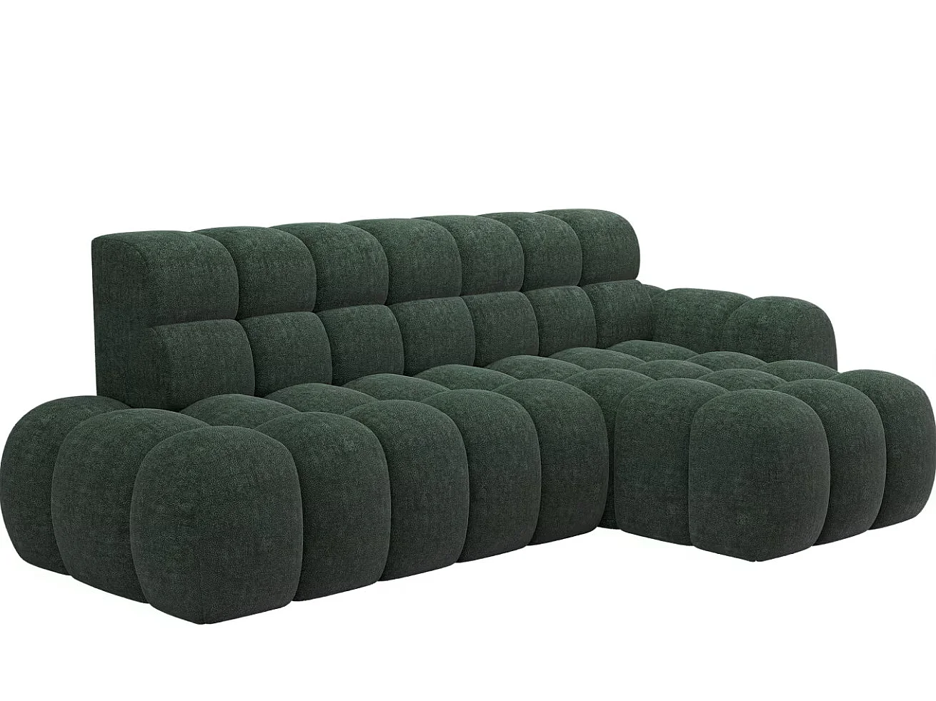 Sofá esquinero convertible de tela KINDO – Con asiento eléctrico-Verde-Ángulos rectos