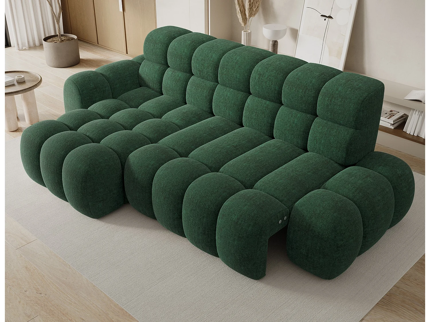 Canapé d'angle Olimpia L/assise extensible-électrique/revêtement tissu/Vert