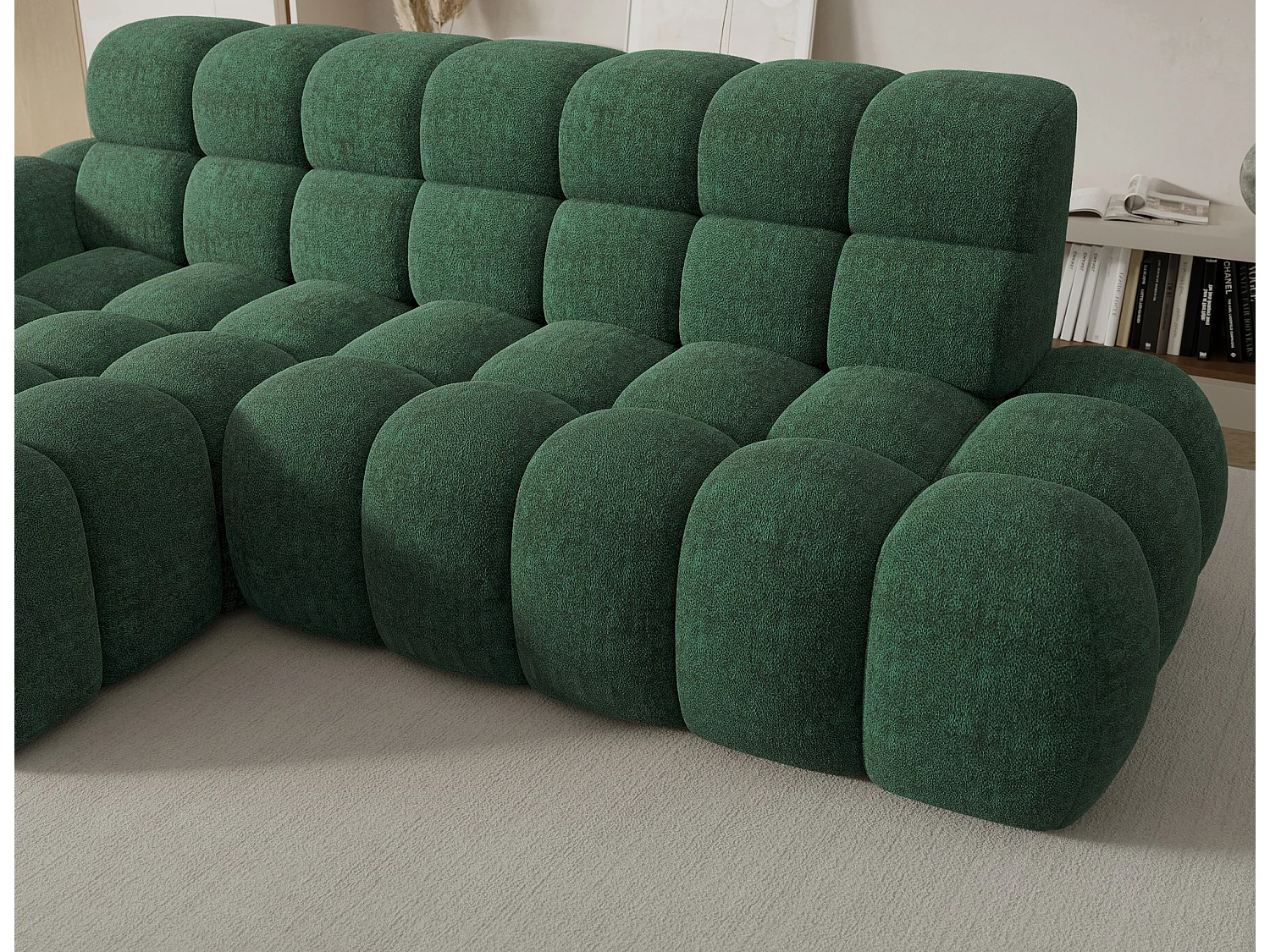 Canapé d'angle Olimpia L/assise extensible-électrique/revêtement tissu/Vert