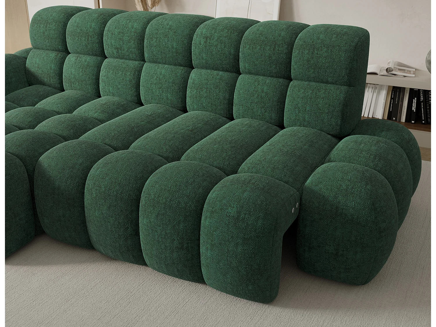 Canapé d'angle Olimpia L/assise extensible-électrique/revêtement tissu/Vert