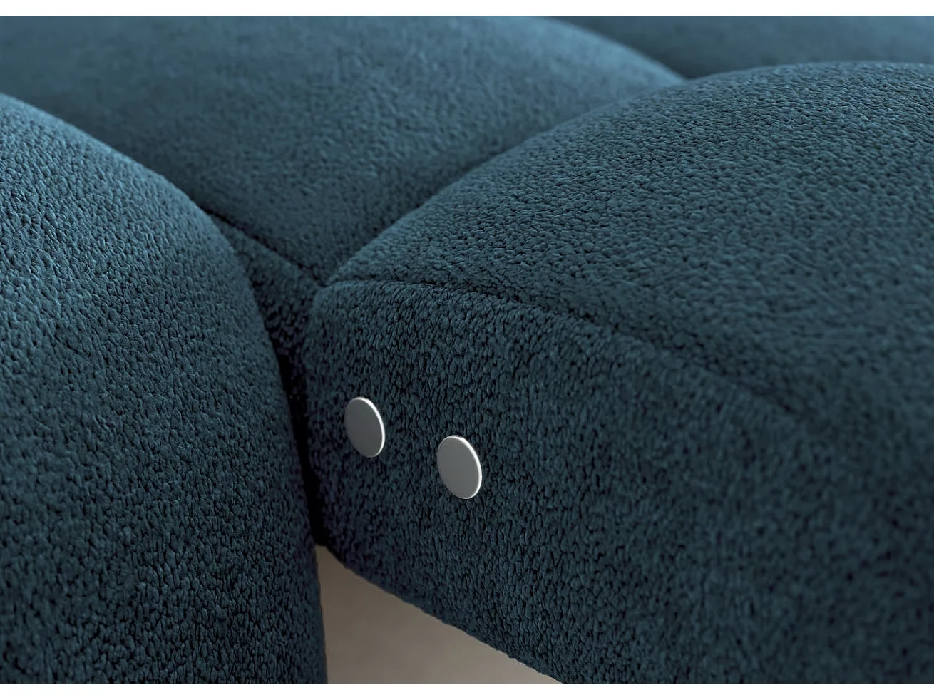 Sofá esquinero convertible de tela KINDO – Con asiento eléctrico-Azul pato-Ángulos rectos