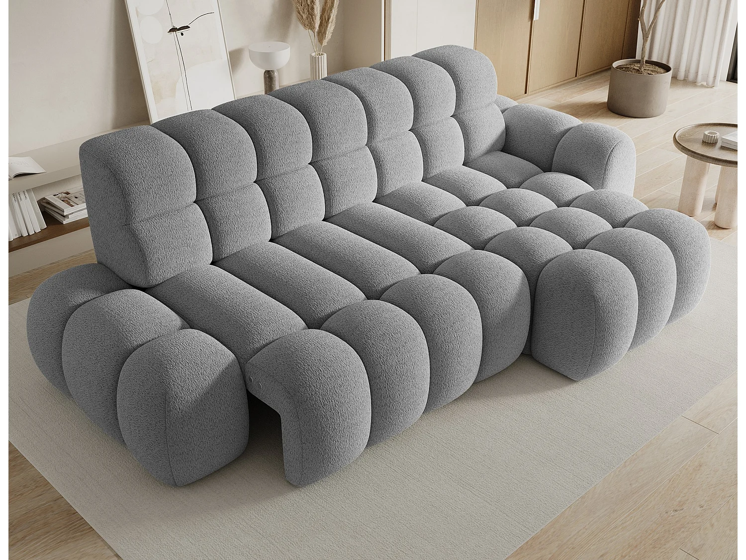 Divano angolare Olimpia R/seduta allungabile-elettrico/rivestimento in tessuto/Grigio