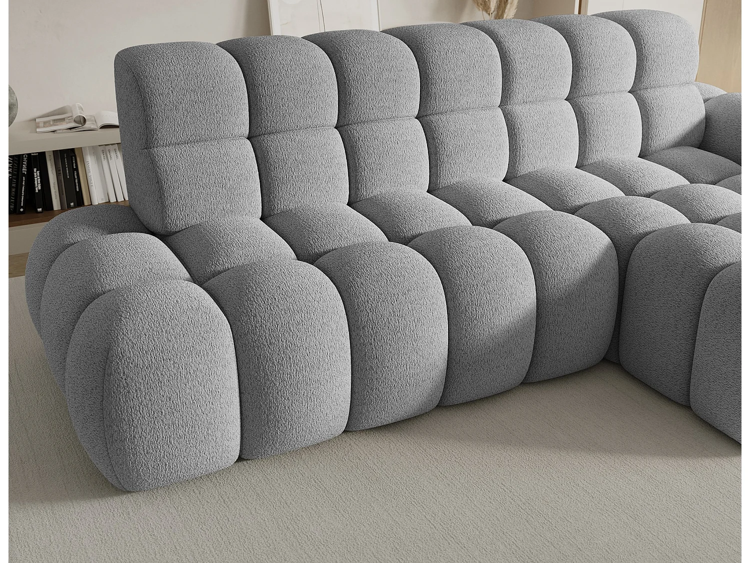 Divano angolare Olimpia R/seduta allungabile-elettrico/rivestimento in tessuto/Grigio