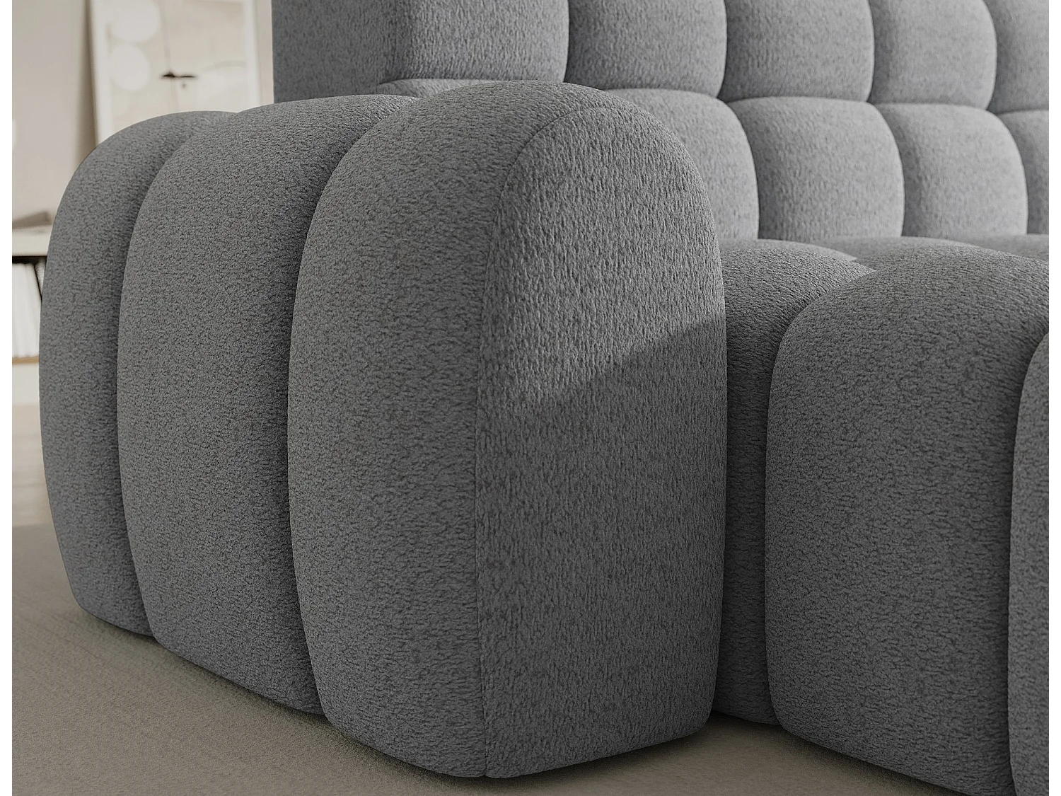 Divano angolare Olimpia R/seduta allungabile-elettrico/rivestimento in tessuto/Grigio