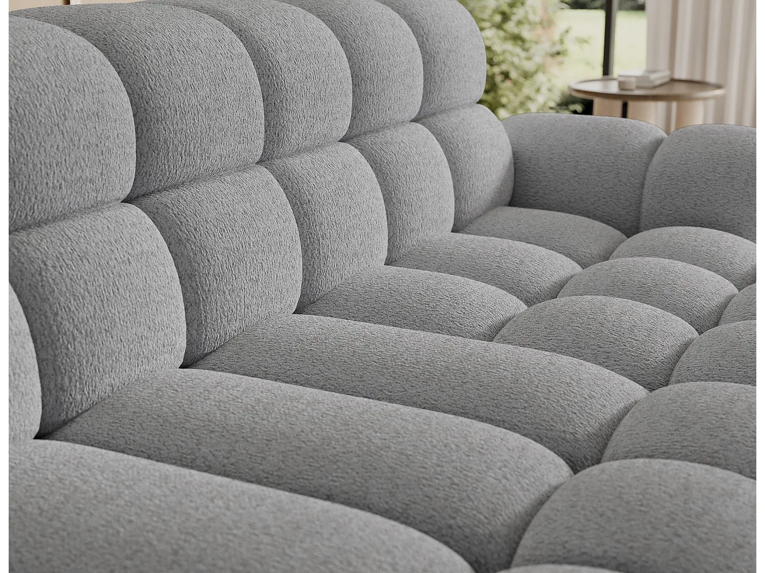 Divano angolare Olimpia R/seduta allungabile-elettrico/rivestimento in tessuto/Grigio