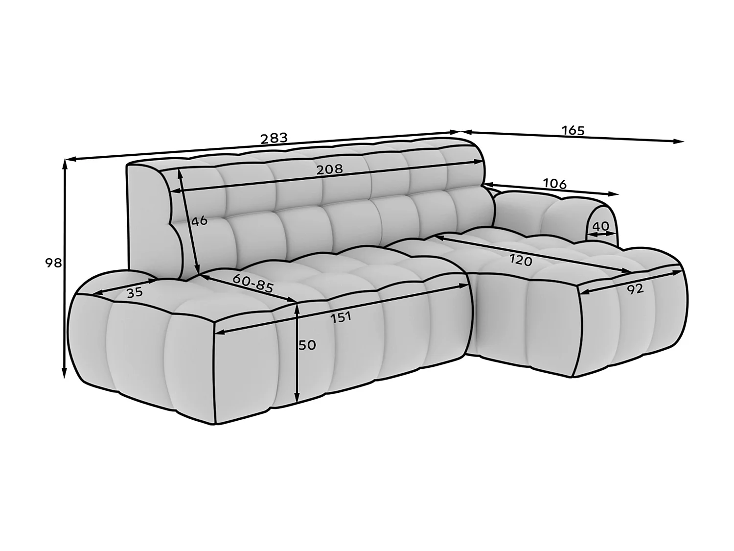 Divano angolare Olimpia R/seduta allungabile-elettrico/rivestimento in tessuto/Grigio