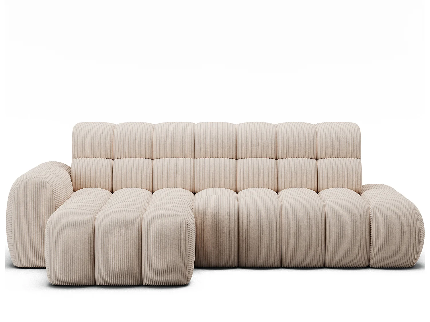 Sofá esquinero convertible de tela KINDO – Con asiento eléctrico-Beige claro-Ángulo izquierdo