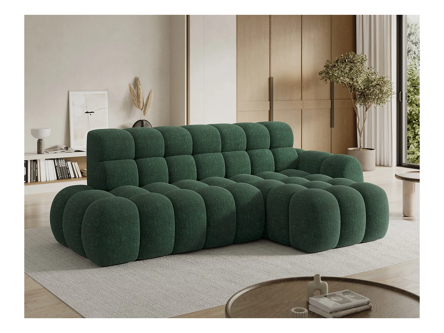 Canapé d'angle Olimpia R/assise extensible-électrique/revêtement tissu/Vert