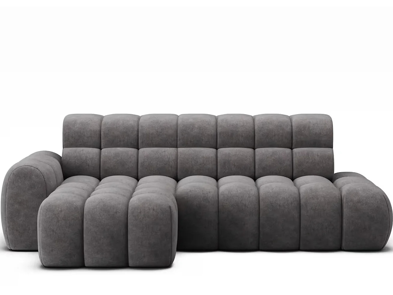 Sofá esquinero convertible de tela KINDO – Con asiento eléctrico-Gris oscuro-Ángulo izquierdo