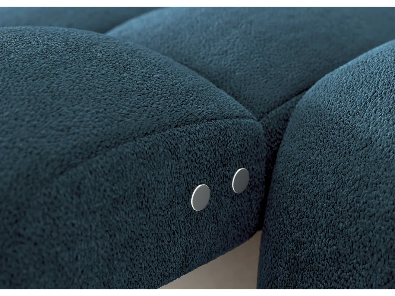 Sofá esquinero convertible de tela KINDO – Con asiento eléctrico-Azul pato-Ángulo izquierdo