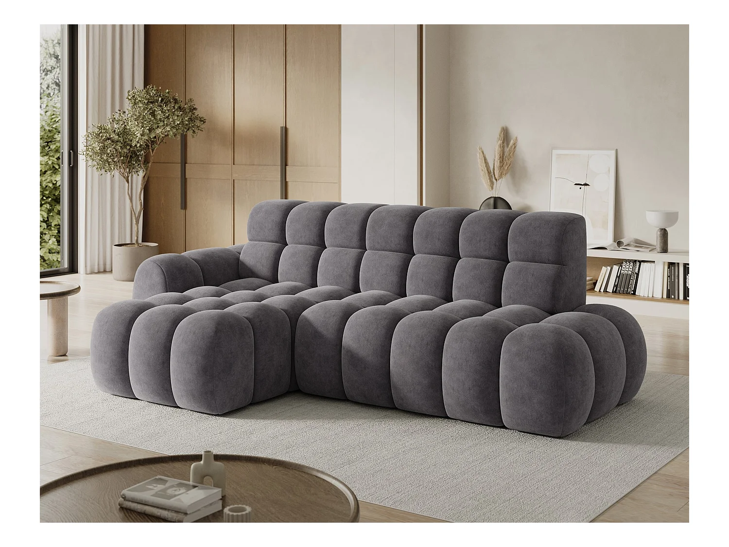 Canapé d'angle Olimpia L/assise extensible-électrique/revêtement tissu/Anthracite