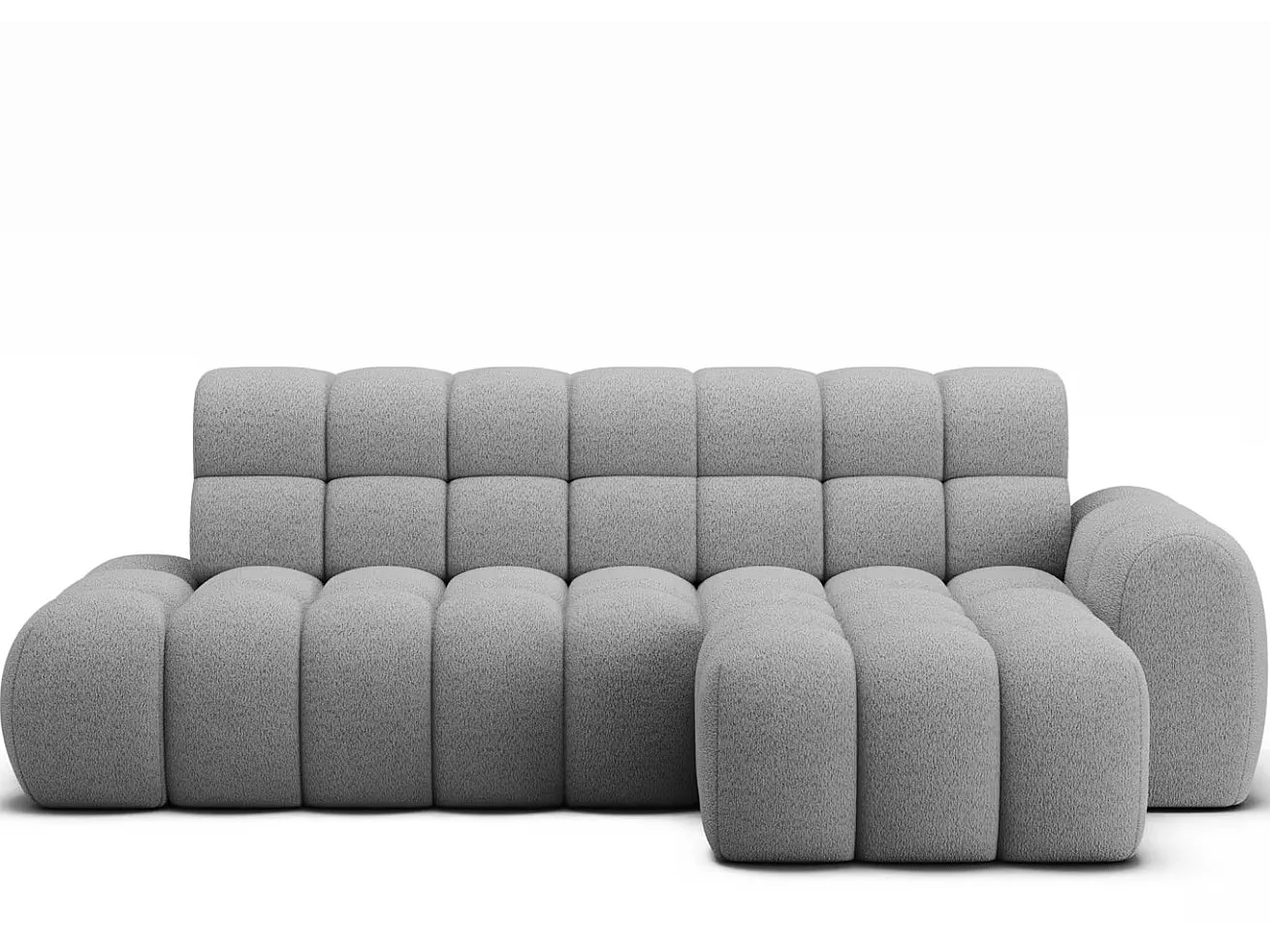 Sofá esquinero convertible de tela KINDO – Con asiento eléctrico-Gris claro-Ángulos rectos