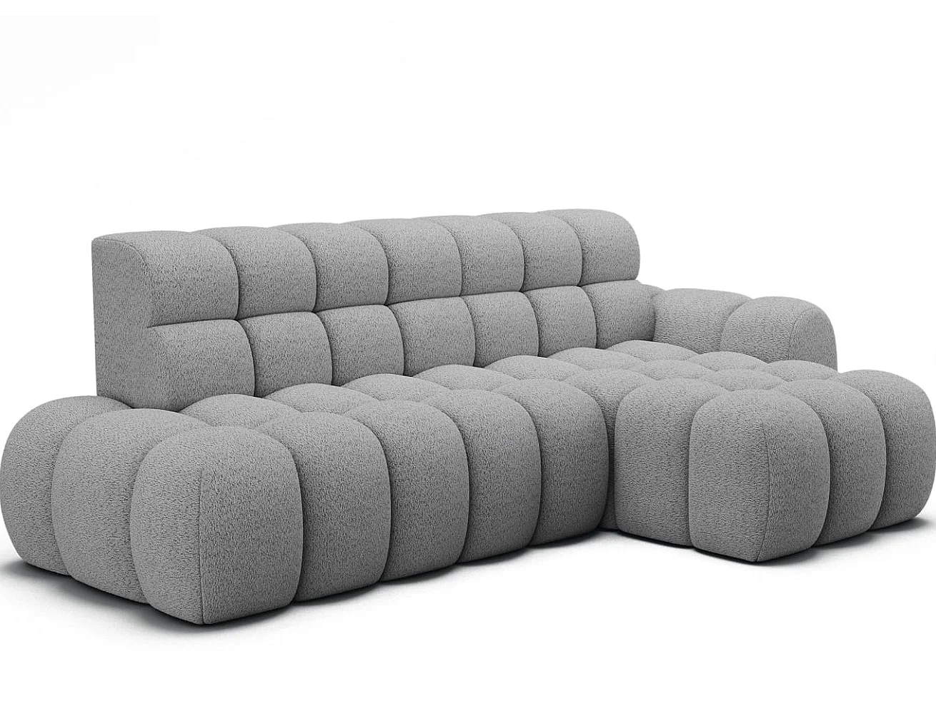 Sofá esquinero convertible de tela KINDO – Con asiento eléctrico-Gris claro-Ángulos rectos