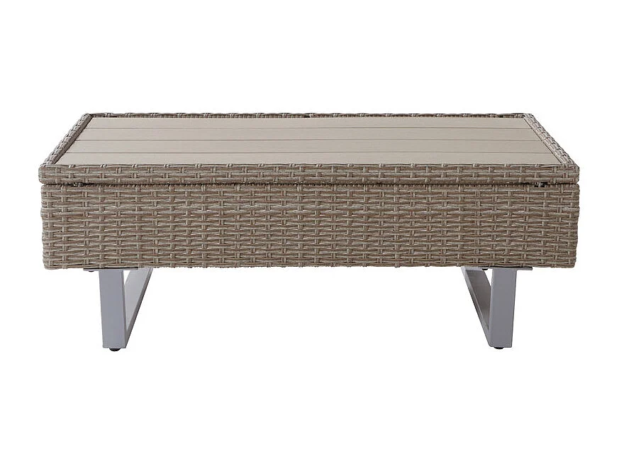 Salon de jardin modulable en acier : 1 canapé d'angle relevable + 1 table basse + coussins gris - Kaki