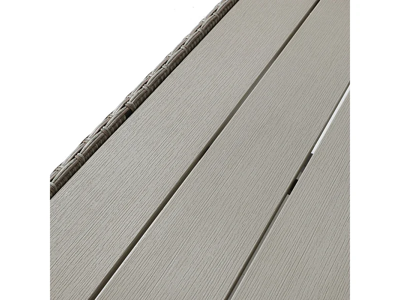 Salon de jardin modulable en acier : 1 canapé d'angle relevable + 1 table basse + coussins gris - Kaki