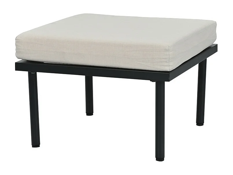 Salon de jardin modulable en  fer galvanisé : canapé d'angle + 1 table basse + 1 chaise - avec pieds réglables et coussins