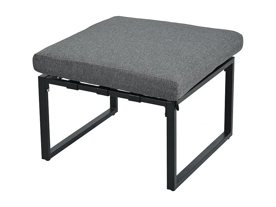 Gartenmöbel-Set - 3-Sitzer Sofa, Glastisch + Hocker - feuerverzinkter Stahl, Grau