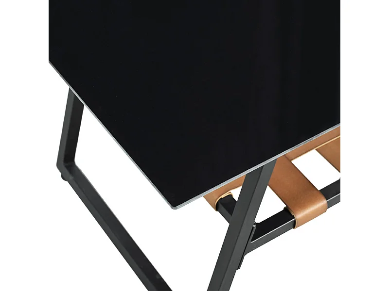 Gartenmöbel-Set - 3-Sitzer Sofa, Glastisch + Hocker - feuerverzinkter Stahl, Grau