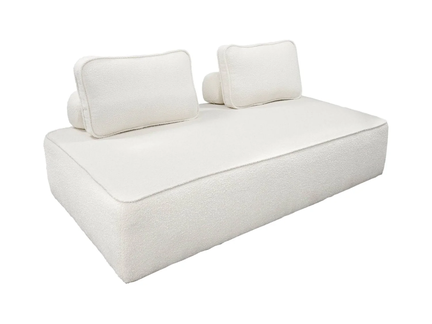 Chauffeuse pour canapé modulable tissu bouclette crème 2 places Bao. L 180 x P 90 x H 74cm