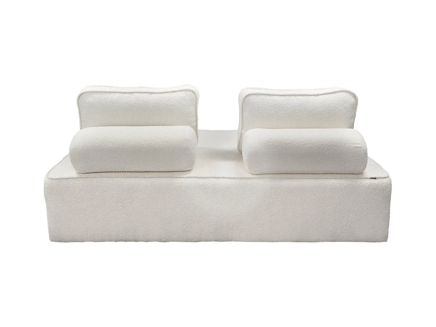 Chauffeuse pour canapé modulable tissu bouclette crème 2 places Bao. L 180 x P 90 x H 74cm