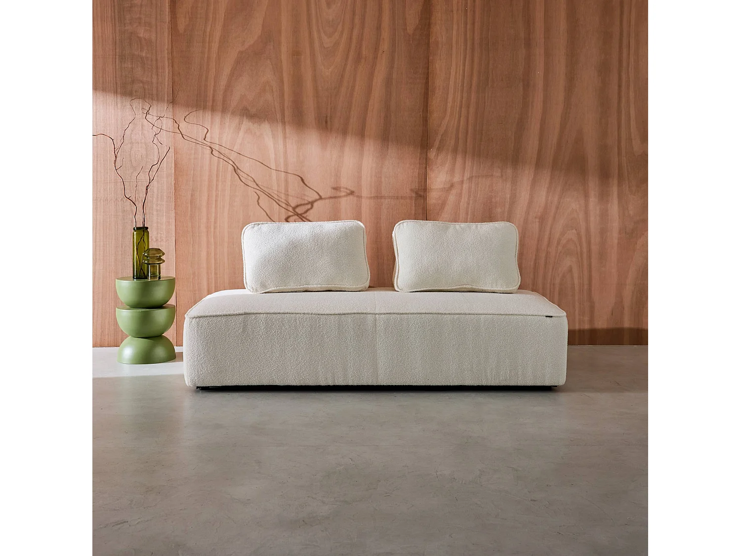 Poltrona per divano modulare bouclé 2 posti, crema