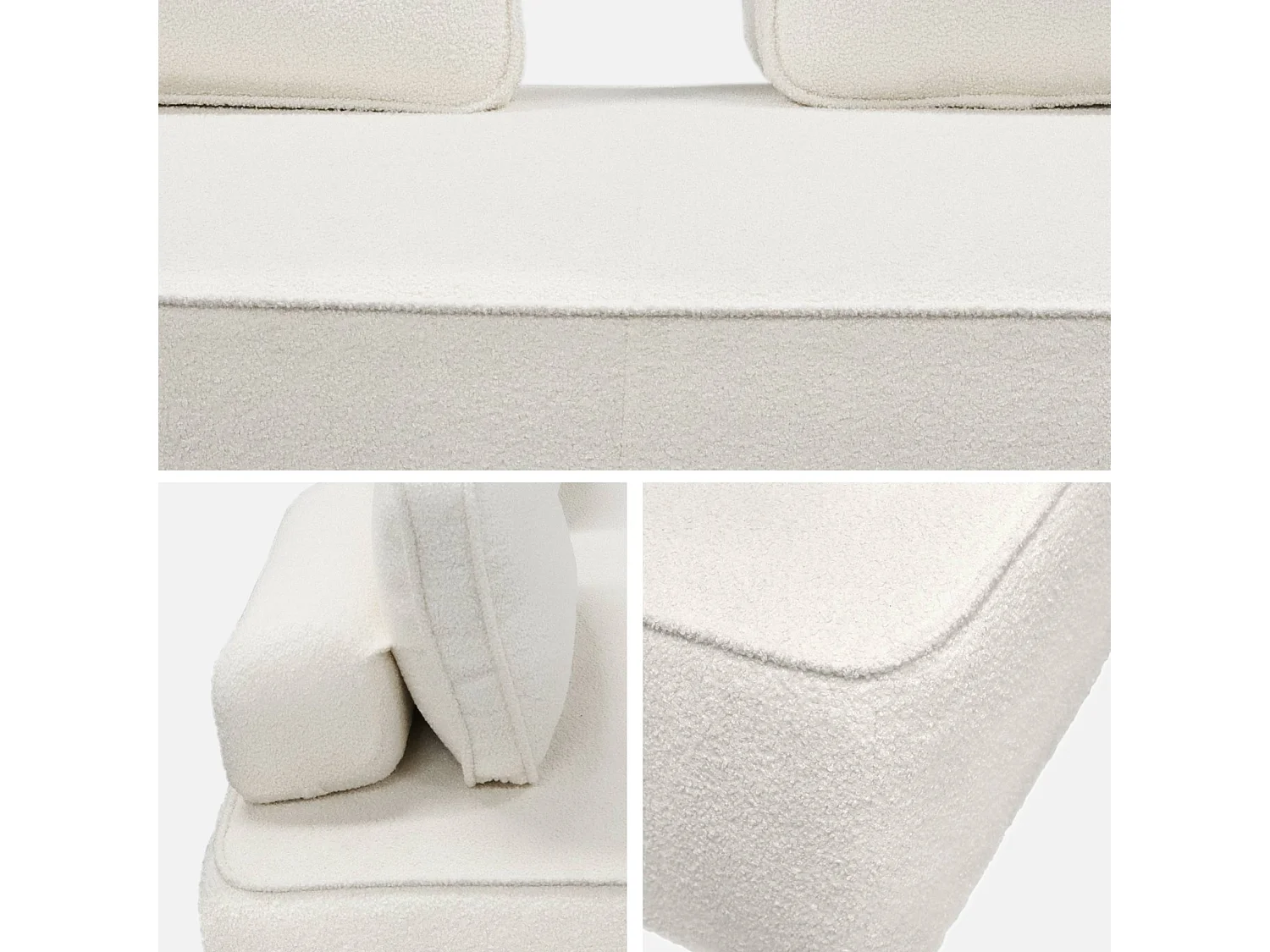 Poltrona per divano modulare bouclé 2 posti, crema