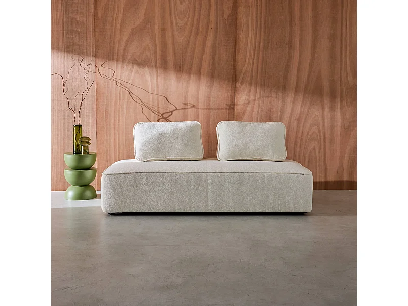 Poltrona per divano modulare bouclé 2 posti, crema