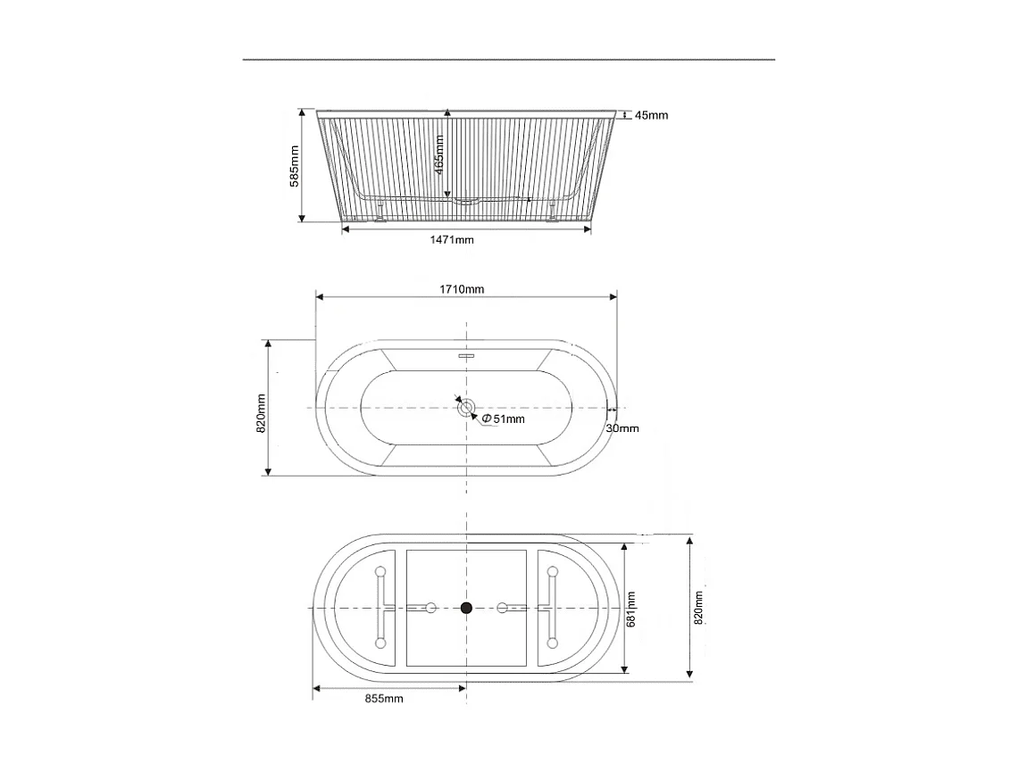 Bañera exenta CORBIN  170 cm