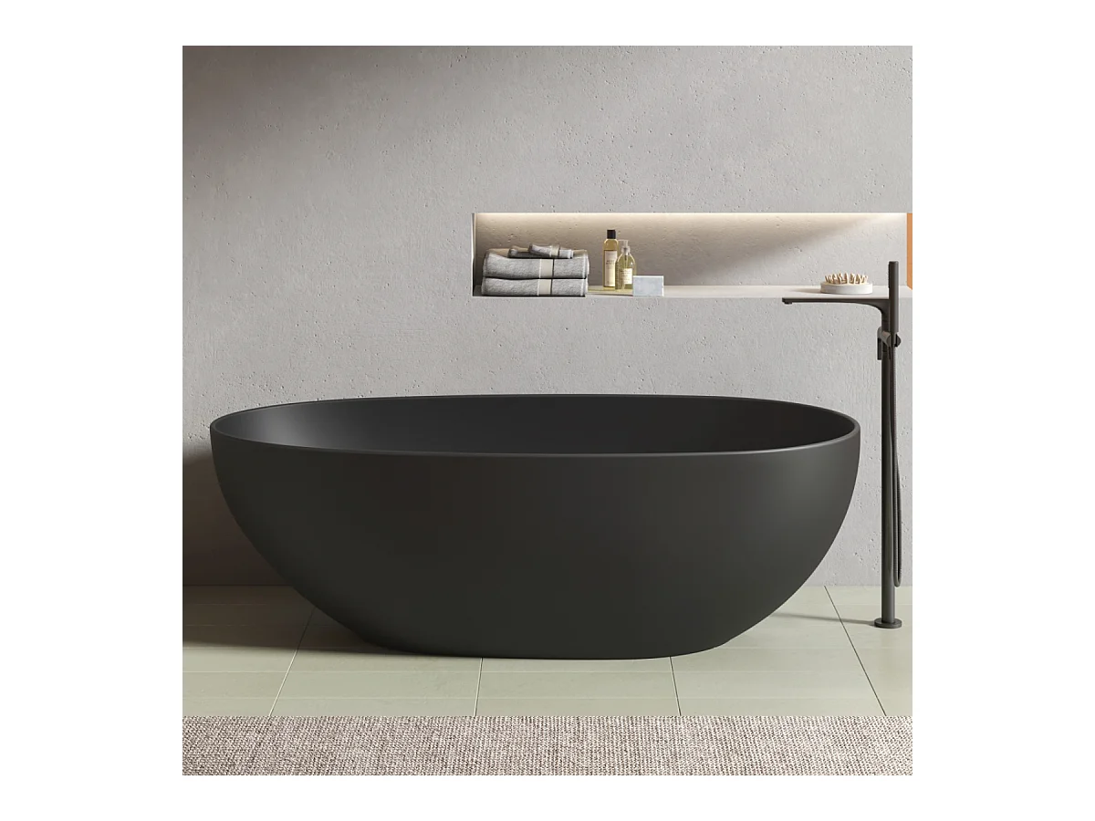 Baignoire îlot design ovale FLORIDA noir mat 165 cm