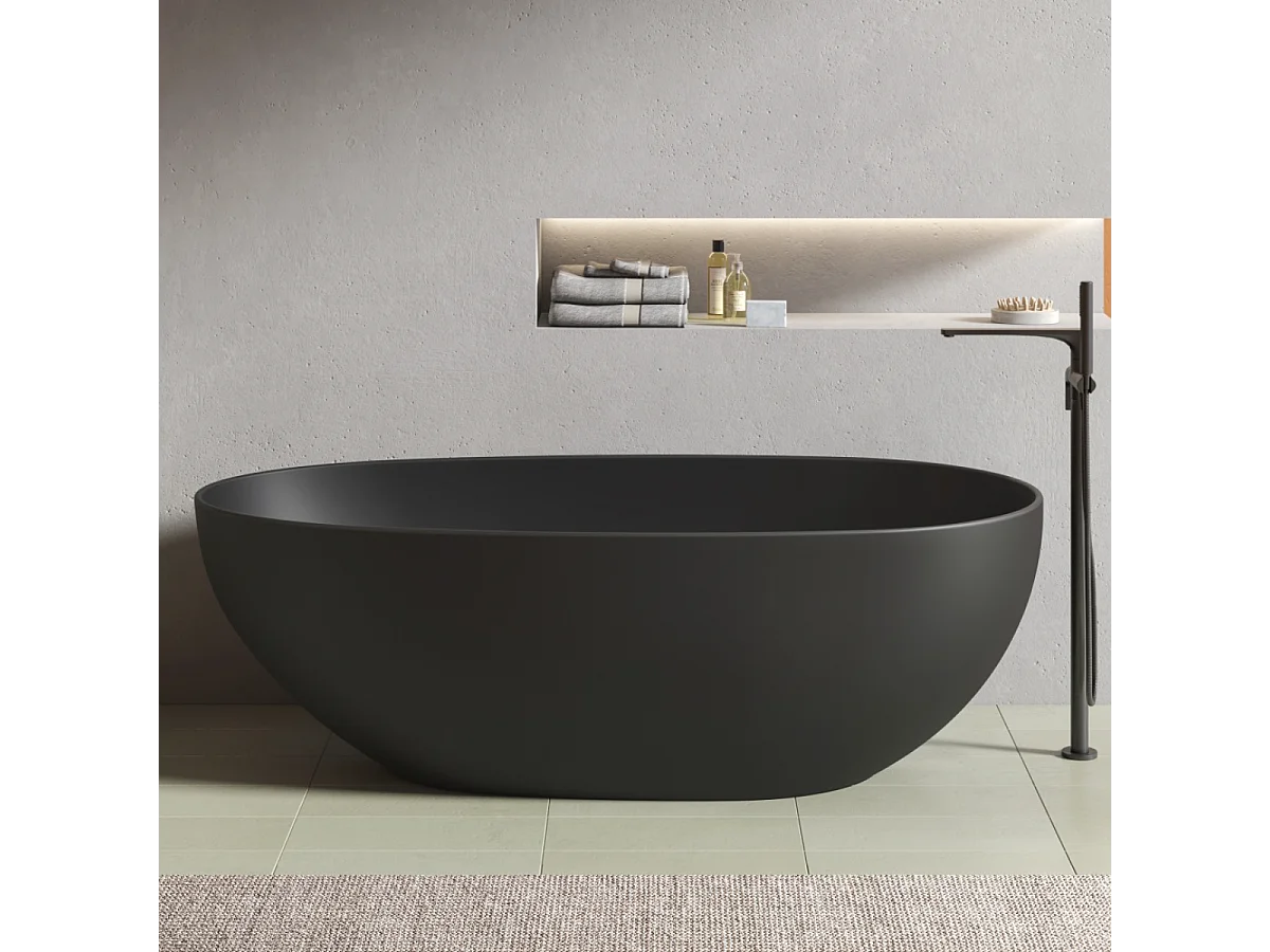 Baignoire îlot design ovale FLORIDA noir mat 165 cm
