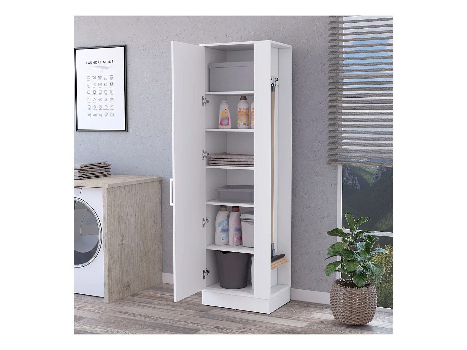 TUHOME Mueble de almacenamiento Lilo, con cinco repisas, color blanco