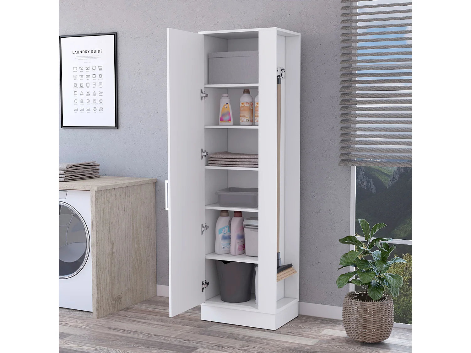 TUHOME Mobile contenitore Lilo, con cinque ripiani, colore bianco